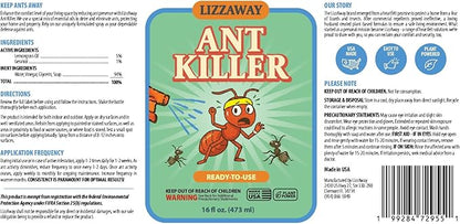 Ant Killer Spray Indoor Outdoor Use - Plant-Based Formula with Lemongrass Oil and Geraniol - Kid & Pet Safe Ant Killer Spray - Natural Ants Repellent and Prevention for Home, Car, & Outdoors