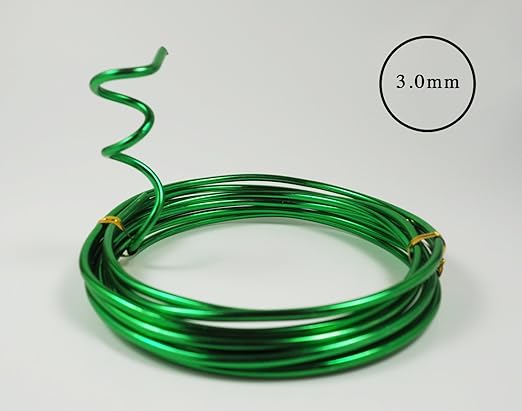 Aluminum Floral/Plant/Bonsai Tree Wire 5-Size Starter Set with Canvas Bag - 1.0mm, 1.5mm, 2.0mm, 2.5mm, 3.0mm (147 feet Total) - Choose Your Color (5 Sizes, Green)