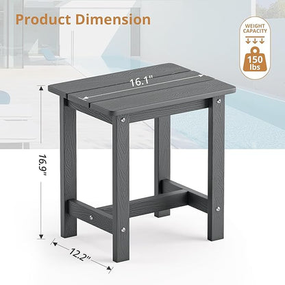 LUE BONA Outdoor Side Table Set of 2, HDPS Small Outdoor Table, Adirondack Side Table,Outside End Table for Patio, Porch, Pool, Weather Resistant/Easy Maintenance/Indoor or Outside Use, Dark Gray