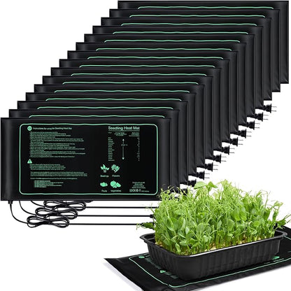 ROCEEI 16 Pack Durable Seedling Heat Mat 10 x 20.75 Waterproof Plant Heating Pad Warm Hydroponic Grow Mat for Greenhouse Grow Seed Starting Plant Germination