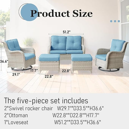 Patio Swivel Rocker Chairs: 5-Piece Set with Wicker Armrests for Outdoor Use, mos071-1 075 078-0