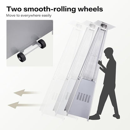 LAUSAINT HOME Pyramid Patio Heater, 48,000 BTU Outdoor Patio Heaters for Outdoor Use, Upgraded 87" Quartz Glass Tube Propane Heater for Deck Backyard Commercial, Tip-Over Protection, Cover & Wheels