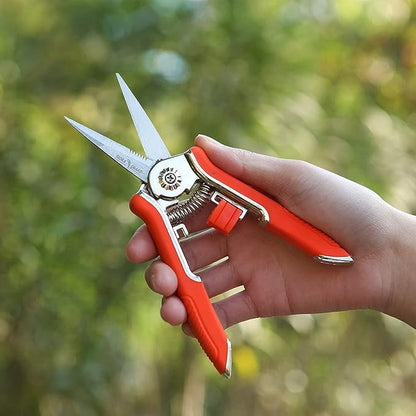 FLORA GUARD 6.5-Inch Floral Scissors, Zinc Alloy with Rubber Handle, Toothed Blade for Quick Cutting, Suitable for Flower Placement, Plant Pruning, Rose or Fruit Picking (6 PCS)
