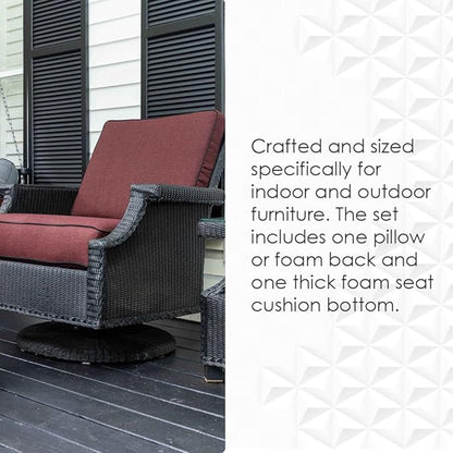 RSH DECOR: Deep Seating Cushion with Pillow Back | 24” x 27” Seat | All-Weather Spun Fabric | Water and Fade-Resistant | Outdoor Chair Cushion Set for Patio Furniture | Orange