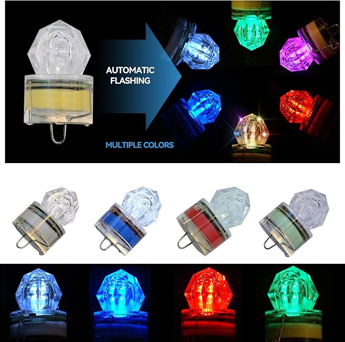 LED Underwater Fishing Lures，LED Lighted Bait Flasher，Deep Drop Fishing Lures，Fish Eye Attractive Light Bait Lure Lamp 5PCS