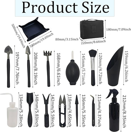 15Pcs Succulent Tools Kit with Organizer Bag Plant Repotting Mat Mini Garden Transplanting Tools for Indoor Outdoor Miniature Plant Care