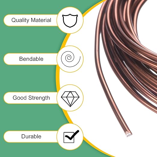 2mm Bonsai Training Wire, 16.4 Feet Total Anodized Aluminum Bonsai Wires for Bonsai Tree Shaping/Branches Fixing/Trunk Holding/DIY Crafting [Bronze]