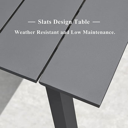 PURPLE LEAF 7 Pieces Outdoor Table and Chair Set Patio Furniture Set with Large Rectangular Table and 10 French Dining Chairs for Poolside Deck Colorful Patio Dining Set