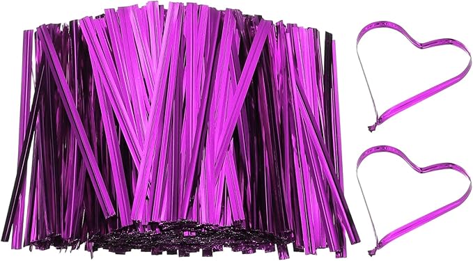 PATIKIL Bag Twist Ties 3 Inch, 800 Pcs Metallic Bread Ties for Treat Plastic Bags Gift Wrapping Candy Coffee Bag Plant Party Cake Favor, Purple