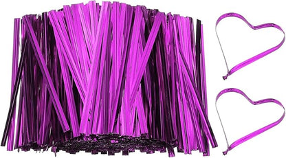 PATIKIL Bag Twist Ties 3 Inch, 800 Pcs Metallic Bread Ties for Treat Plastic Bags Gift Wrapping Candy Coffee Bag Plant Party Cake Favor, Purple