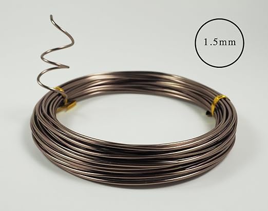Anodized Aluminum Bonsai Training Wire 5-Size Starter Set with Canvas Bag - 1.0mm, 1.5mm, 2.0mm, 2.5mm, 3.0mm (147 feet total) - Choose Your Color (5 Sizes, Brown)