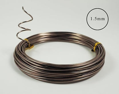Anodized Aluminum Bonsai Training Wire 5-Size Starter Set with Canvas Bag - 1.0mm, 1.5mm, 2.0mm, 2.5mm, 3.0mm (147 feet total) - Choose Your Color (5 Sizes, Brown)