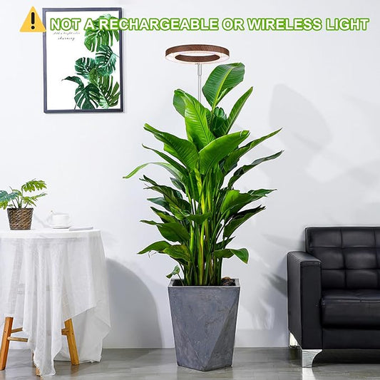 yadoker Plant Grow Light, LED Growing Light Full Spectrum for Indoor Plants,Aluminum Walnut Wood Grain Plant Lights,Height Adjustable, Automatic Timer, 5V Low Safe Voltage,Idea for Large Plant Light，