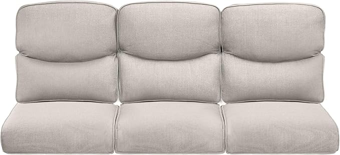 Pop 22x25/22x24 Outdoor Cushions for Patio Couch Chairs Set of 3 - High Back Outside Seat Cushions for Lawn Wicker Dining Rocker Glider Loveseat 3-Seater Sectional Sofa - Beige/Smile