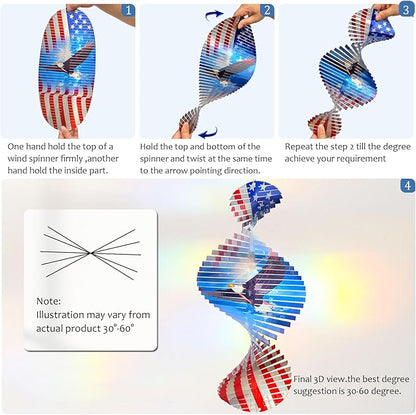 Wind Spinners Outdoor Creates a Soaring Eagle Effect, 3D American Flag Eagle Wind Spinner Hanging Independence Day/Memorial Day Decorations,Gifts for Men/Women,15in Garden Decor,Yard Art
