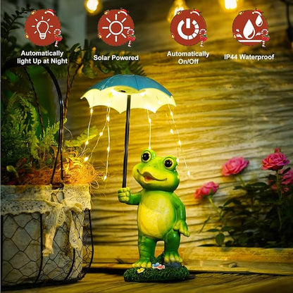 Solar Frog Statue Garden Decor - Funny Solar Outdoor Yard Garden Statue - Unique Design Gifts for Women,Mom