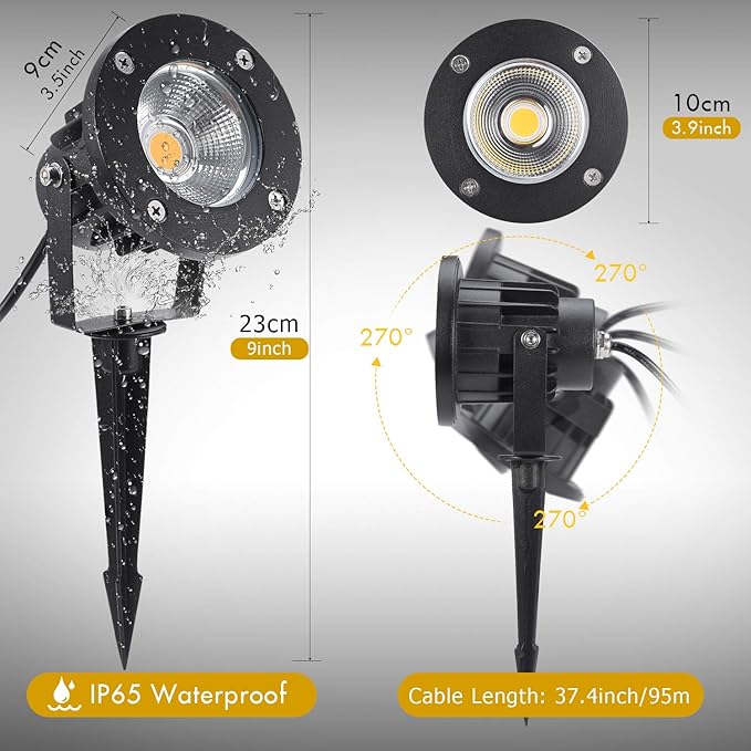 Led Landscape Light High Power 18W ,120V AC ,Warm White Waterproof Landscape Spotlights for Yard,Patio,Lawn, Wall, Flood,Driveway (2 Packs)