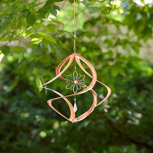 Red Carpet Studios The Original Helix Cosmix Wind Spinner Hand-Crafted Copper Plated Spiral, 14-Inch, Flower Crystal