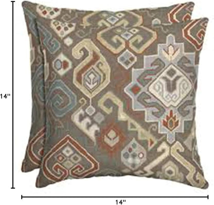 Comfort Classics Set of 2 Indoor/Outdoor Throw Pillow 14" x 14" x 4" in Polyester Southwestern Saddle Inc.
