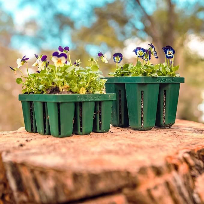 Vego garden Seedling Suite Products, 4 Pack Jumbo Seedling Trays with 10" x 10" Bottom Watering Trays