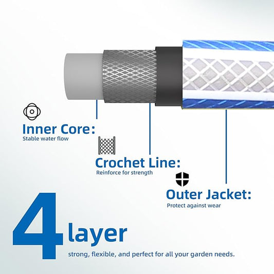 Short Lead-in Garden Hose 3/4 in. x 5 ft. -Heavy Duty Durable Flexible Lightweight Water Pipe for Commercial Use, Reel Cart & Equipment Connection -Kink Free, No Leaking, Female to Female Fittings