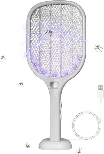 Lulant Electric Fly Swatter Rechargeable, Electric Bug Zapper Racket with Light, Mosquito Swatter, 3000V Detachable Dual Modes Fly Zapper, Mosquito Killer for Indoor Outdoor (1Pack)
