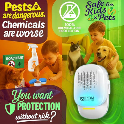 T-Ultrasonic Pest Control 4-Pack: Indoor Plug-in Repeller for Mice, Rodents, Squirrels, Insects, Roach Killer, Ant & Spider Repellent, Bed Bug & Flea Spray and Mouse Traps Alternative