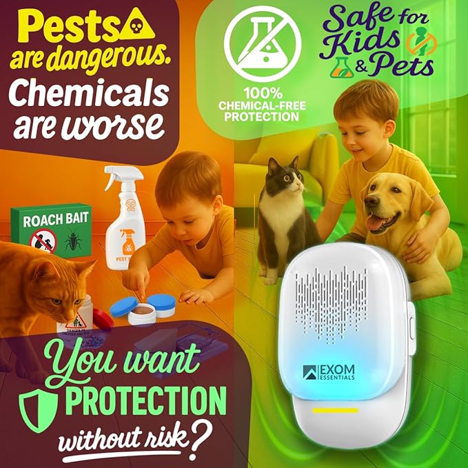 T-26, Ultrasonic Pest Repeller Wall Plug-in Most Effective Than Repellents - Get Rid of - Rodents, Squirrels, Mice, Rats, Bats, Roaches, Ants, Spiders, Bed Bugs, Мosquito, Insects, Fleas (6 Pack)