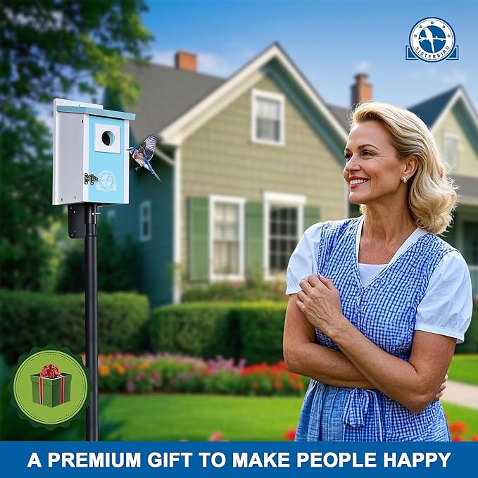 Bird Houses for Outside, Ice Blue Bird House, Bluebird Houses for Outside, Garden Decoration Birdhouses for Outdoors, Bluebird Finch Swallow Wren Chickadee