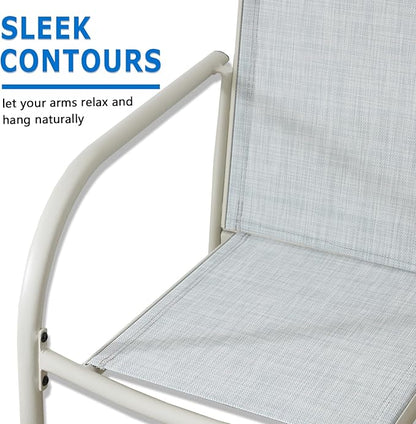 Outdoor Dining Chairs Set of 4, Stackable Patio Chairs with Textilene Fabric, Lightweight Garden Chairs for Poolside, Backyard, Camping, Beige