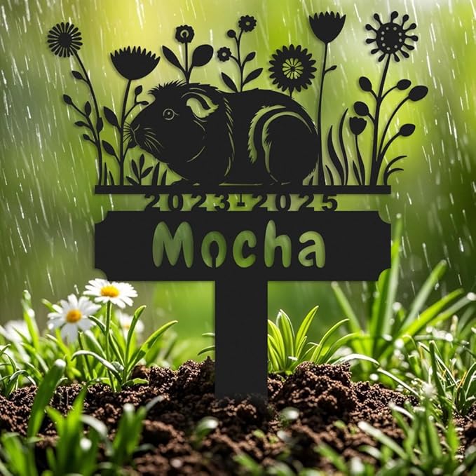 Personalized Guinea Pig Memorial Stake,Pet Plaque Guinea Pig Lover,Metal Guinea Pig Grave Marker,Remembrance Stake,Outdoor Garden Yard Sign guinea pig 16inch