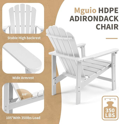 Stackable Adirondack Chairs Set of 6, Space Saving HDPE All-Weather Fire Pit Chair with Cover for Outdoor Lawn Porch Deck