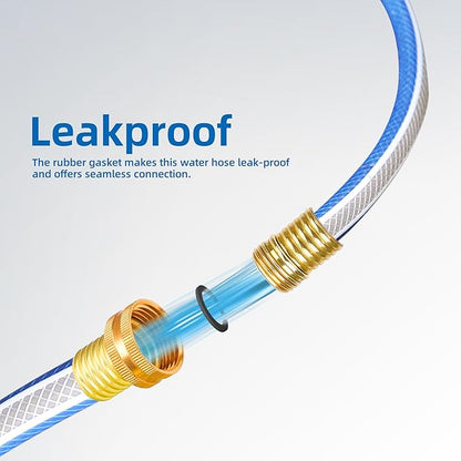 Solution4Patio Blue Garden Hose 3/4 in. x 50 ft. -Heavy Duty Durable Flexible Lightweight Water Pipe -Brass Aluminum Ends for Household & Commercial -Kink Free, No Leaking, Male/Female Fittings