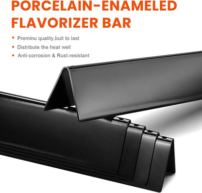 GasSaf 17.5" Flavorizer Bar for Weber Genesis 300 E310 E320 E330 S310 S320 S330 EP310 EP320 EP330 Grills with Front Control(2011-2016), 5 PCS Porcelain Enameled Heat Plates for Weber 7620 7621