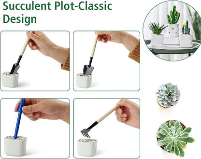 G GOOD GAIN Garden Succulent Kit with Organizer Bag, 14 Pieces Succulent Tools, Indoor Mini Hand Gardening Tools Set with Carrier for Bonsai Planter Miniature Fairy Planting Care(Honeysuckle)