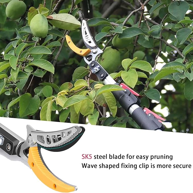 xixi-home 4.2-7.2 Ft Extendable Tree Pruner,Lightweight Tree Trimmers Cut and Hold Pruners,Long Reach Pole Saw Pruning Shears and Hold Branches Bypass Lopper Telescoping Fruit Picker