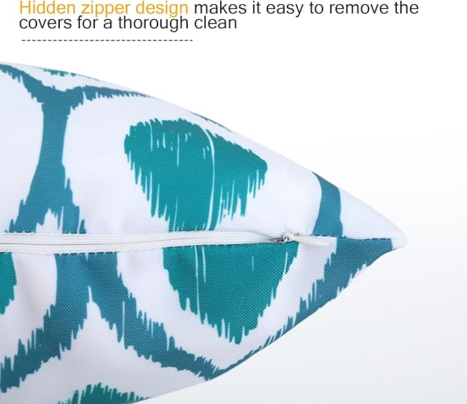 idee-home Outdoor Pillows with Inserts Included, Patio Outside Lumbar Pillows Waterproof Set of 2, 12 x 20 inch