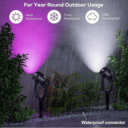 SUNTHIN Outdoor Landscape Lighting with Remote, RGBW Color Changing Spot Uplights, 16 Pack