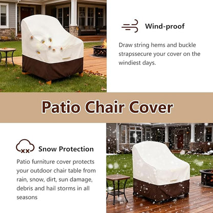 Adirondack Chair Cover 4 Pack,Waterproof Heavy Duty Patio Furniture Covers,Patio Adirondack Chair Covers for Outdoor Chairs(32 W x 35 D x 36 H inches) Beige & Brown