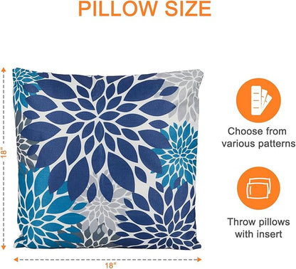 Outdoor Throw Pillows Waterproof Set of 2 Patio Pillows 18×18 Inch Decorative Pillows for Bed, Couch, Sofa and Patio Furniture
