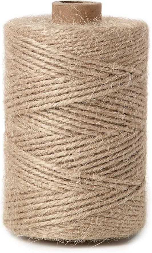 1mm 328 Feet Natural Jute Twine, for Crafts Gift, Craft Projects, Wrapping, Bundling, Packing, Holiday Packaging Twine, Gardening and More, Jute Rope to Use Around The House and Garden