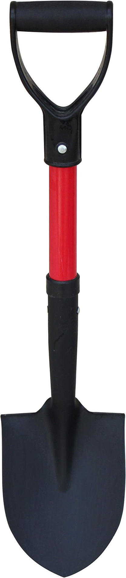 TABOR TOOLS Shovel with Round Point Blade and Comfortable D Grip 20 Inch Fiberglass Handle, Mini Trunk Digging Spade. J211A. (D Handle, Short Shovel)
