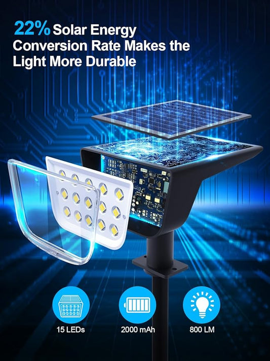 Solar Spot Lights Outdoor, Ultra Bright Solar Garden Lights Cool White, IP68 Waterproof Landscape Spotlights, 800LM 6500K for Yard Garden Wall Driveway, 8 Pack