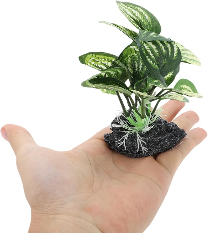 Aquarium Plastic Plants, Silk Aquarium Plants, Silk Plants for Betta Fish Tank, Plastic Plant Decor for Aquarium, Green, Pointed Leaves, 4.33" Tall