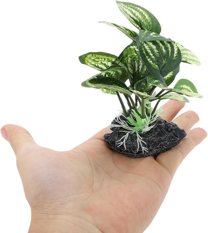 Aquarium Plastic Plants, Silk Aquarium Plants, Silk Plants for Betta Fish Tank, Plastic Plant Decor for Aquarium, Green, Pointed Leaves, 4.33" Tall