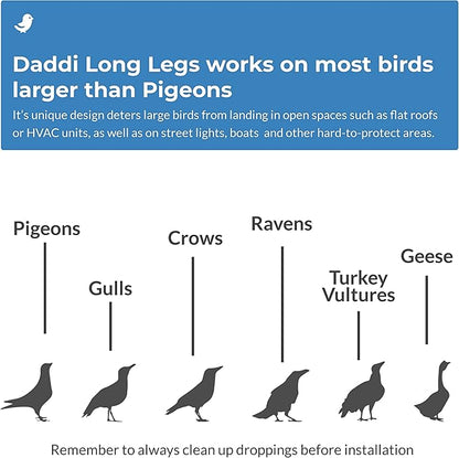 Bird Barrier Daddi Long Legs - 8 Ft | Scare Birds Away with Innovative Bird Spider Design | Bird Deterrent for Outside | Easy Installation on Roofs, Boats & HVAC Units | Durable Stainless Steel/Delrin