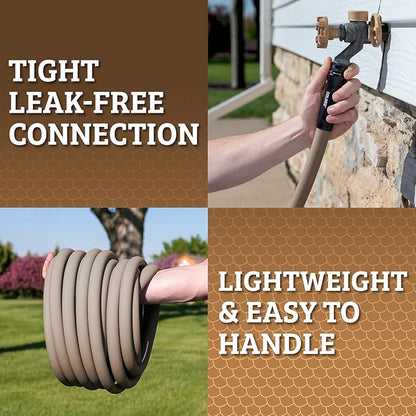 Flexzilla Colors Lead-In Garden Hose 5/8in. x 10ft., Lightweight All-Weather Water Hose, Durable and Flexible, Leak-Free Connections, Brown Mulch