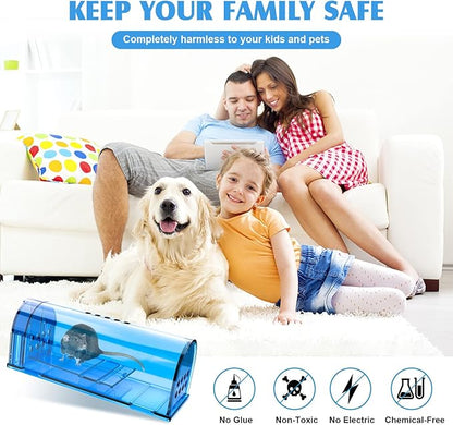 6 Pack Live Mouse Traps No Kill, Humane Mouse Traps Indoor for Home, Reusable Mice Trap Catcher for House & Outdoors