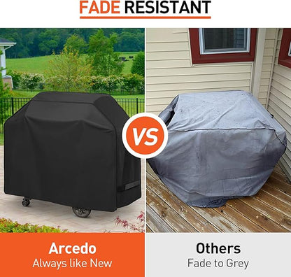 Arcedo 60 Inch Heavy Duty Waterproof BBQ Cover, Fade Resistant Gas Grill Cover, Durable Outdoor Barbecue Protector Compatible for Weber, Char Broil, Nexgrill, Napoleon and More Grills