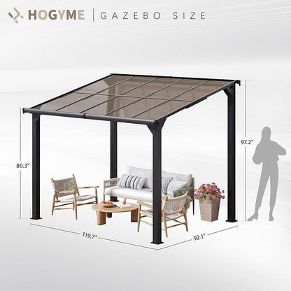 Gazebo, Wall Mounted Gazebos on Clearance, Outdoor Lean to Gazebo Awnings for Patio, Deck, Porch, Backyard (8 x 10)